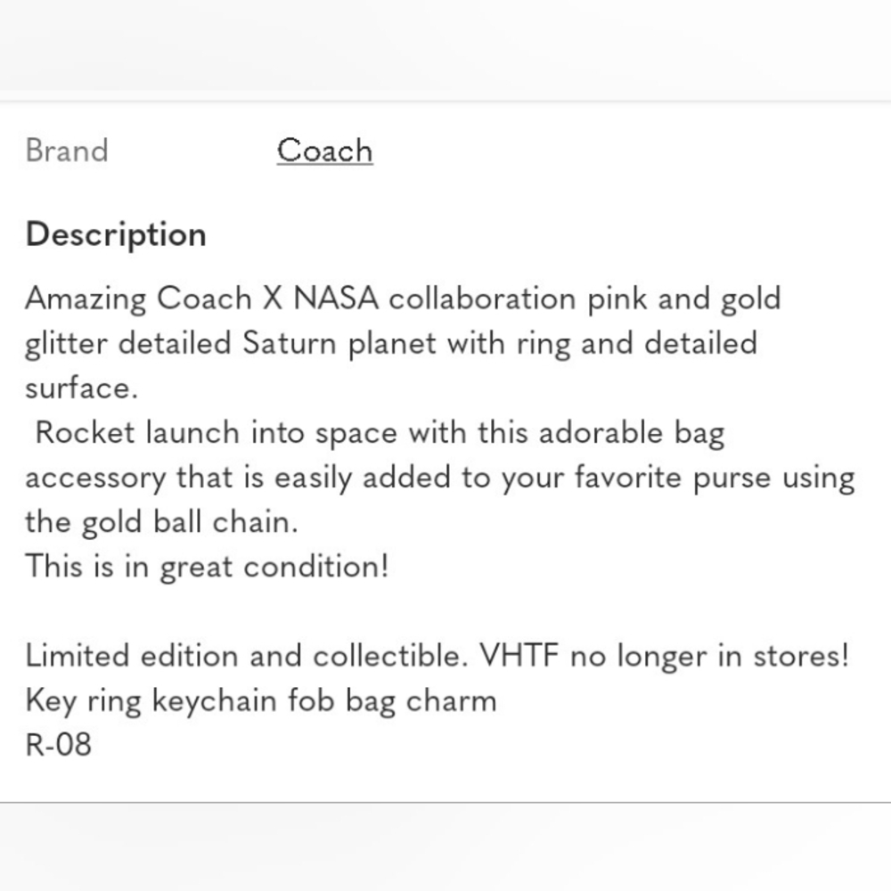 Coach X NASA Saturn Planet Space Leather Bag Charm keychain FOB Glitter - Picture 9 of 9